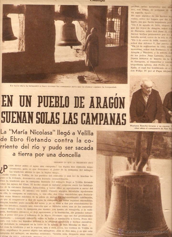 Coleccionismo: A&Ntilde;O 1936 RECORTE PRENSA CAMPANAS ARAGON CAMPANA MARIA NICOLASA VELILLA DE EBRO MARIANO SANCHO GRACIA