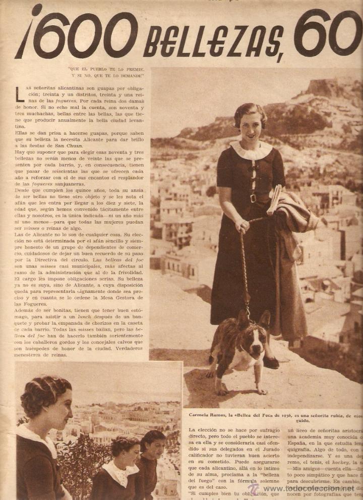 Coleccionismo: A&Ntilde;O 1936 RECORTE PRENSA BELLEZA REINA DEL FUEGO BELLEZA DEL FOC CARMELA RAMOS