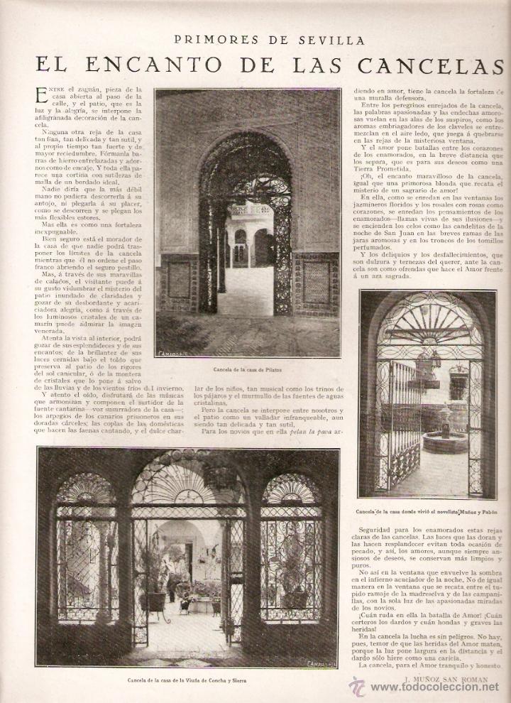 Collectionnisme: A&Ntilde;O 1929 RECORTE PRENSA EL ENCANTO DE LAS CANCELAS SEVILLA