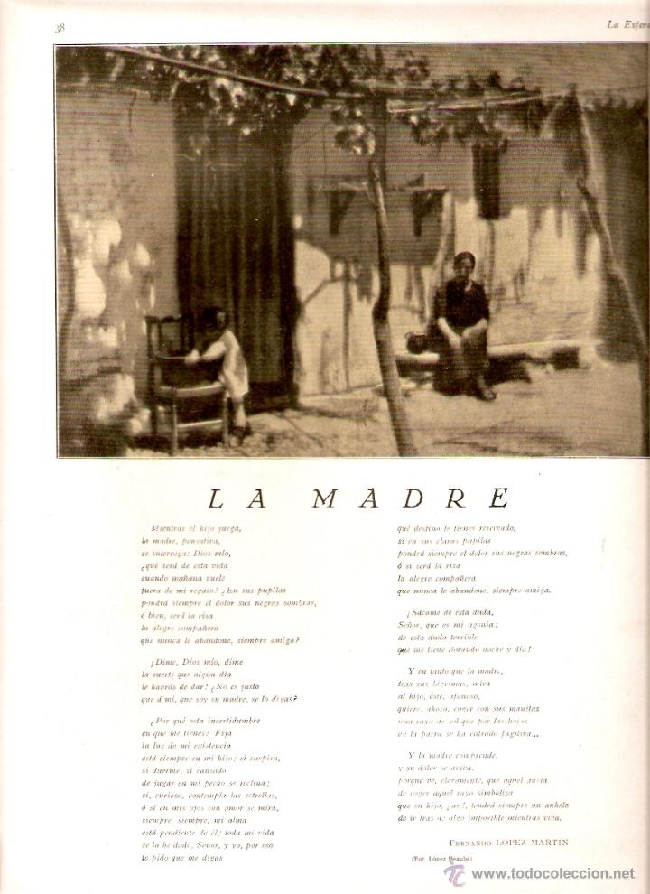 Collectionnisme: A&Ntilde;O 1929 RECORTE PRENSA POESIA LA MADRE FERNANDO LOPEZ MARTIN FOTOGRAFIA LOPEZ BEAUBE