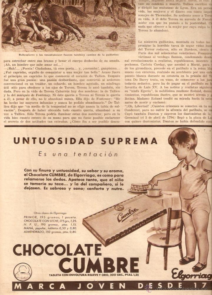 Collecting paper: A&Ntilde;OS 30 RECORTE PRENSA PUBLICIDAD CHOCOLATE CUMBRE ELGORRIAGA
