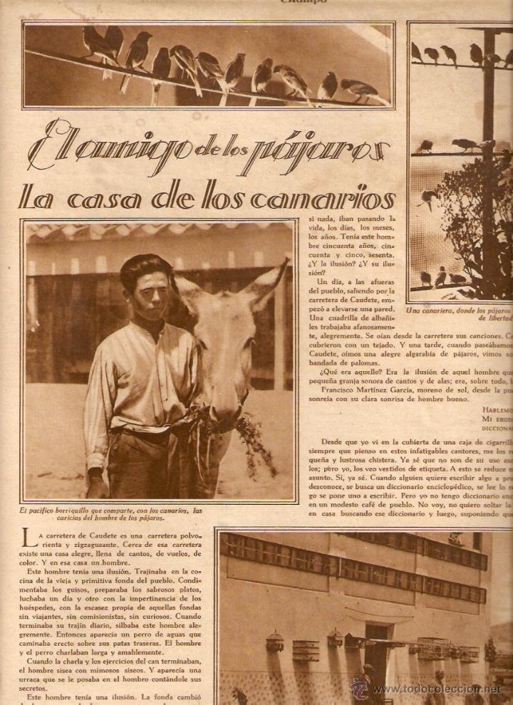 Collectionnisme: A&Ntilde;OS 20 RECORTE PRENSA CARRETERA DE CAUDETE FRANCISCO MARTINEZ GARCIA CASA DE LOS CANARIOS PAJAROS