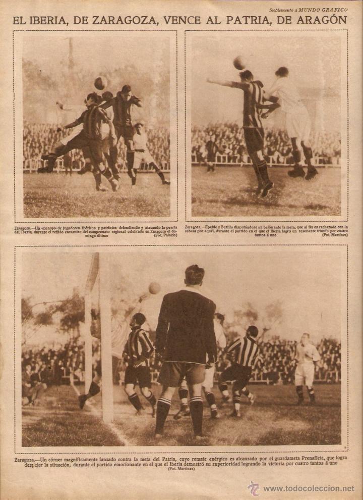 Collecting paper: A&Ntilde;O 1928 RECORTE PRENSA DEPORTES FUTBOL EL IBERIA DE ZARAGOZA VENCE AL PATRIA DE ARAGON