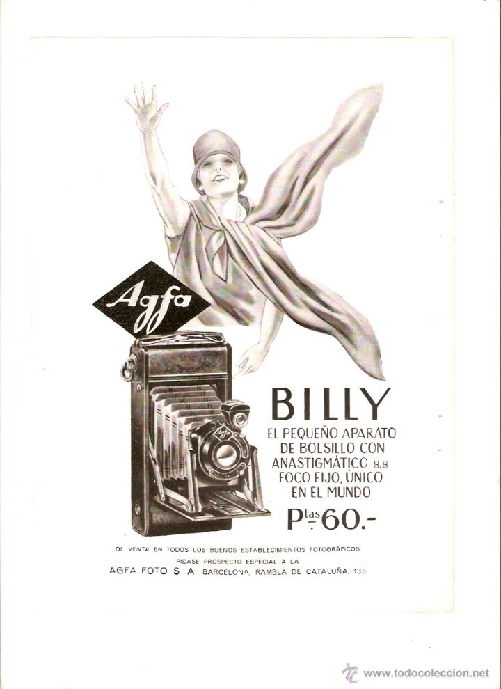 Collecting paper: A&Ntilde;O 1929 RECORTE PRENSA PUBLICIDAD CAMARA FOTOGRAFIA AGFA FOTO BILLY