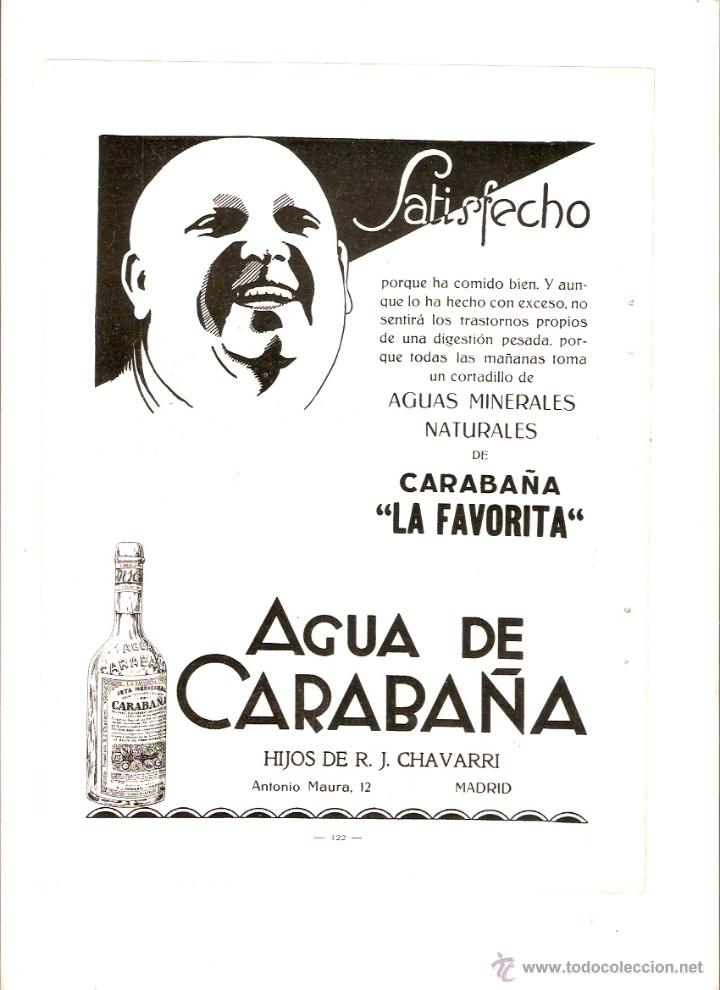 Collectionnisme: A&Ntilde;O 1929 RECORTE PRENSA PUBLICIDAD AGUA DE CARABA&Ntilde;A HIJOS DE R J CHAVARRI AGUA MINERAL NATURAL
