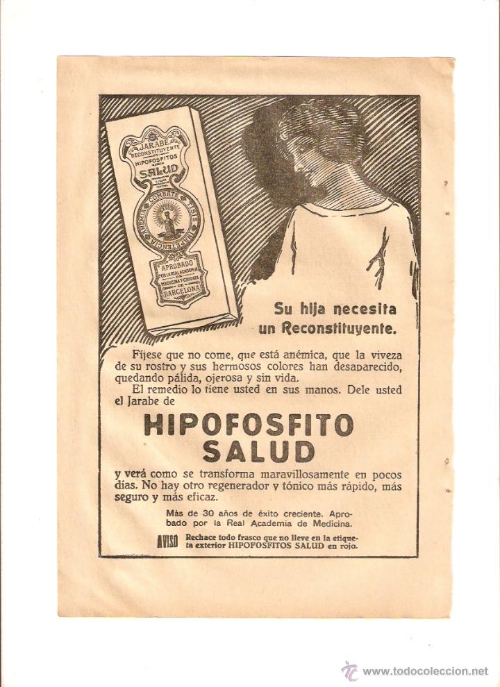 Coleccionismo: A&Ntilde;O 1925 RECORTE PRENSA PUBLICIDAD HIPOFOSFITOS SALUD