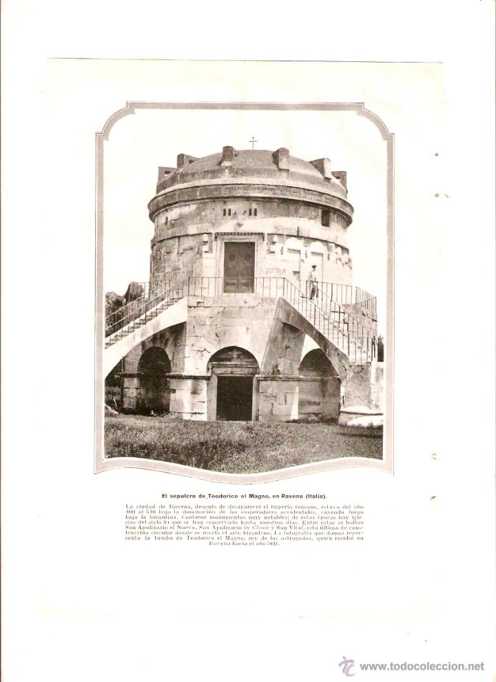 Collectionnisme: A&Ntilde;O 1926 RECORTE PRENSA FOTOGRAFIA SEPULCRO DE TEODORICO EL MAGNO EN RAVENA ITALIA