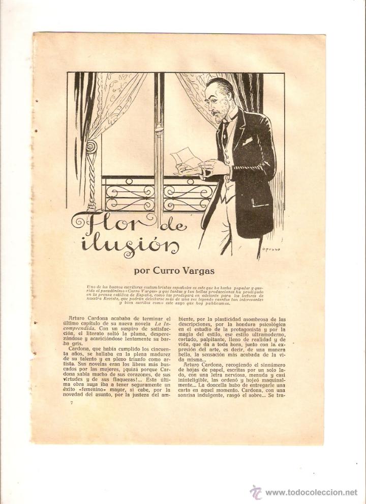Collectionnisme: A&Ntilde;O 1926 RECORTE PRENSA RELATO CORTO FLOR DE ILUSION POR CURRO VARGAS DIBUJO OPISSO ILUSTRACIONES