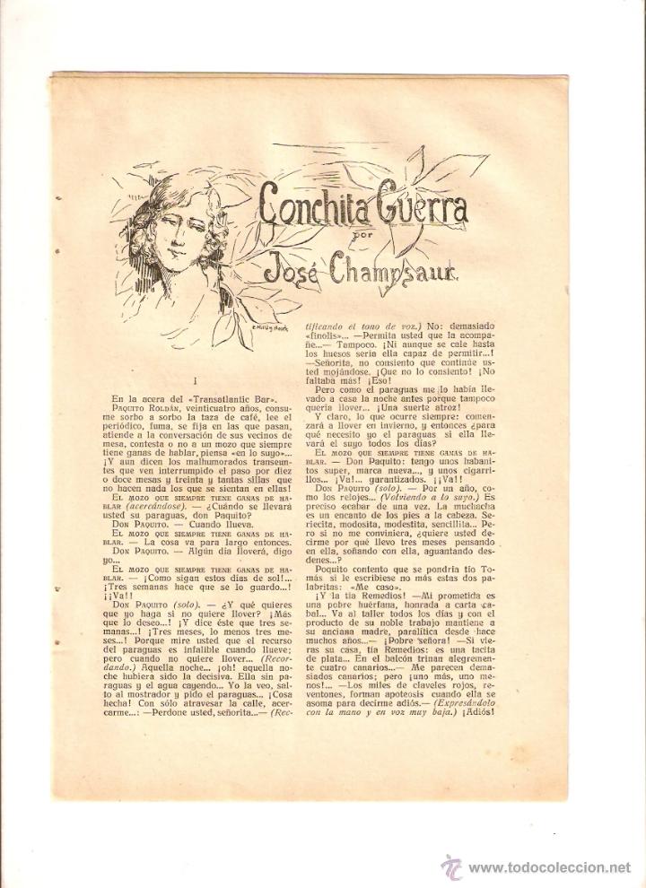 Collecting paper: A&Ntilde;O 1926 RECORTE PRENSA RELATO CORTO CONCHITA GUERRA JOSE CHAMPSAUR DIBUJO PAULA MILLAN ALOSETE