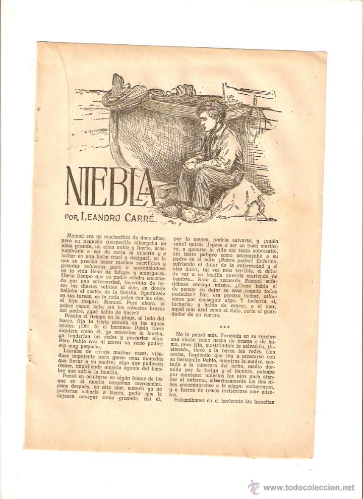 Coleccionismo: A&Ntilde;O 1926 RECORTE PRENSA RELATO CORTO NIEBLA LEANDRO CARRE DIBUJO ILUSTRACIONES CALDERE