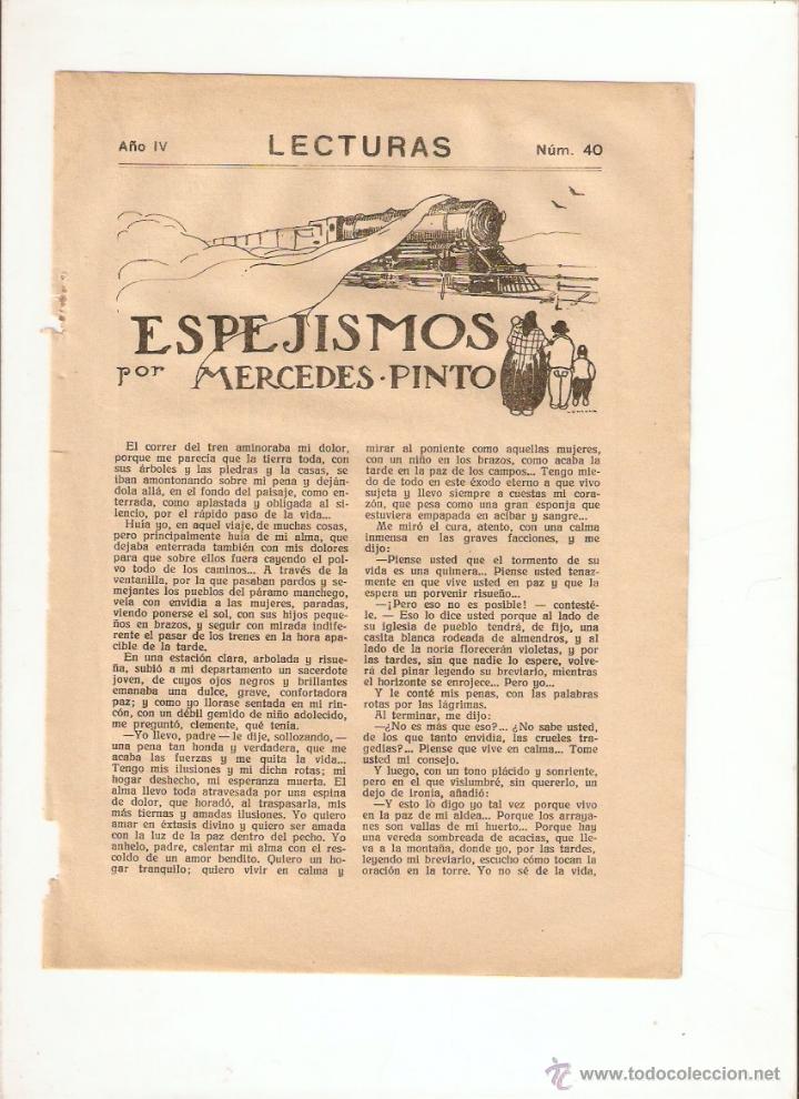 Coleccionismo: A&Ntilde;O 1924 RECORTE PRENSA RELATO CORTO ESPEJISMOS POR MERCEDES PINTO DIBUJO LONGORIA ILUSTRACIONES