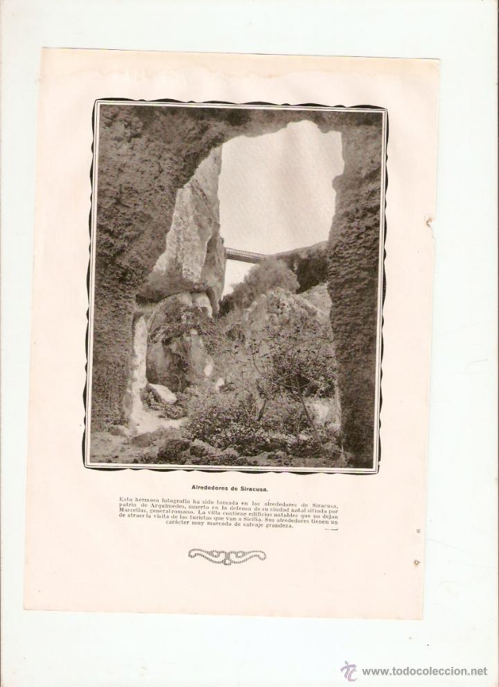 Coleccionismo: A&Ntilde;O 1924 RECORTE PRENSA FOTOGRAFIA ALREDEDORES DE SIRACUSA