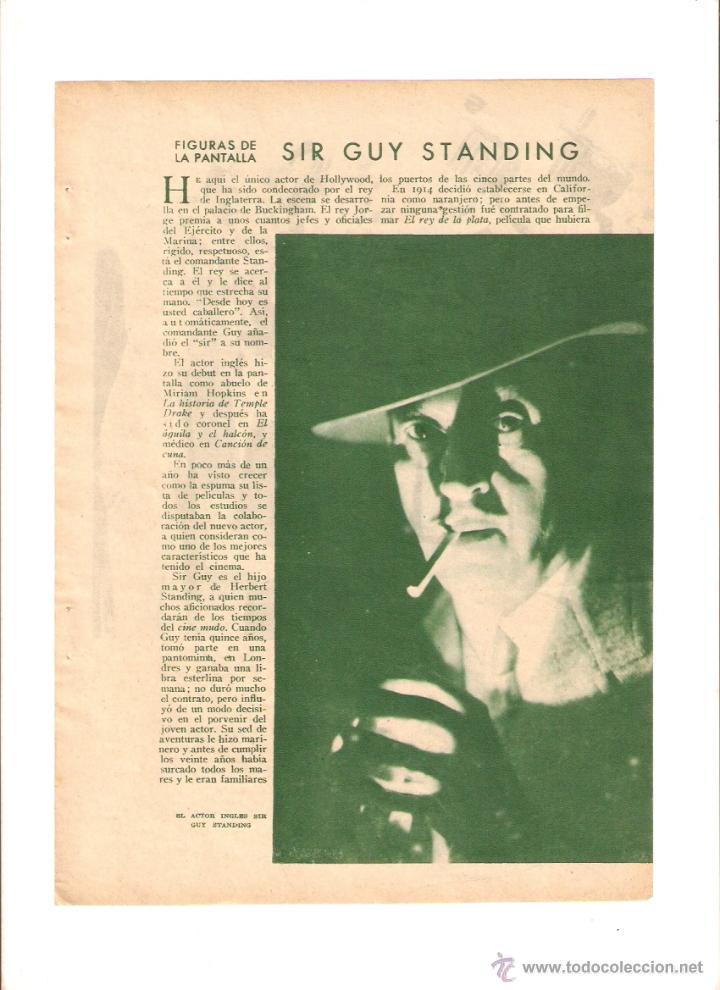 Coleccionismo: A&Ntilde;O 1935 RECORTE PRENSA CINE ACTOR DE HOLLYWOOD SIR GUY STANDING