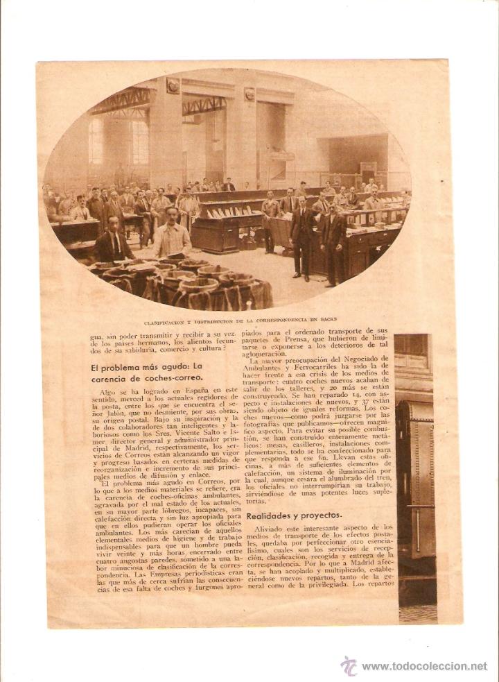 Collectionnisme: A&Ntilde;O 1935 RECORTE PRENSA MEJORAS SERVICIO DE CORREOS LOS COCHES CORREO METALICOS