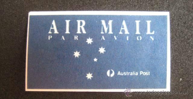 Coleccionismo: COLECCIONISMO POSTAL. ETIQUETA AEREA AUSTRALIA. A&Ntilde;OS 70-80. ENVIO INCLUIDO.