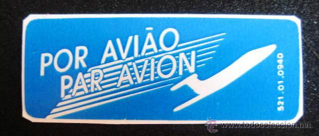 Coleccionismo: COLECCIONISMO POSTAL. ETIQUETA AEREA. PORTUGAL..A&Ntilde;OS 70-80. ENVIO INCLUIDO.