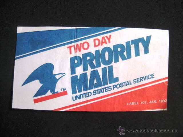 Colecionismo: COLECCIONISMO POSTAL. ETIQUETA AEREA..USA. A&Ntilde;OS 90. ENVIO INCLUIDO.