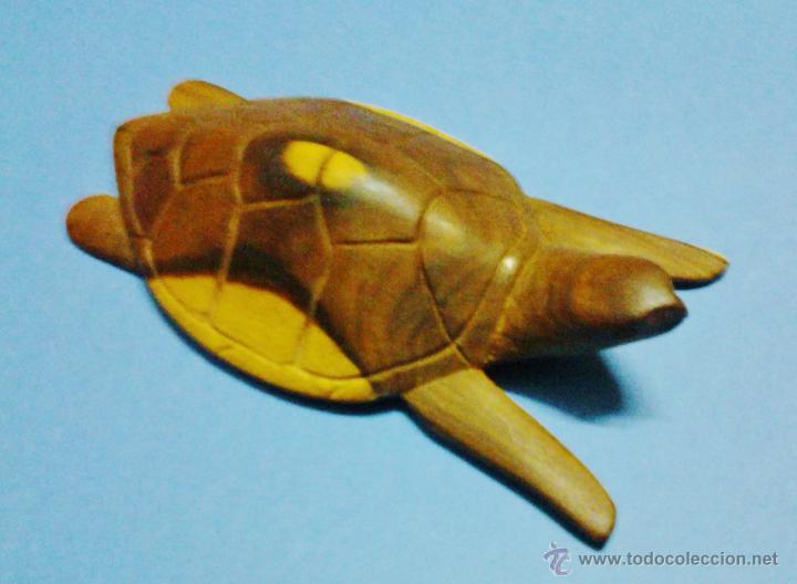 Sammeln: peque&ntilde;a - tortuga - madera tallada artisticamente a mano- calidad- original de samoa- a&ntilde;os 80 - 91