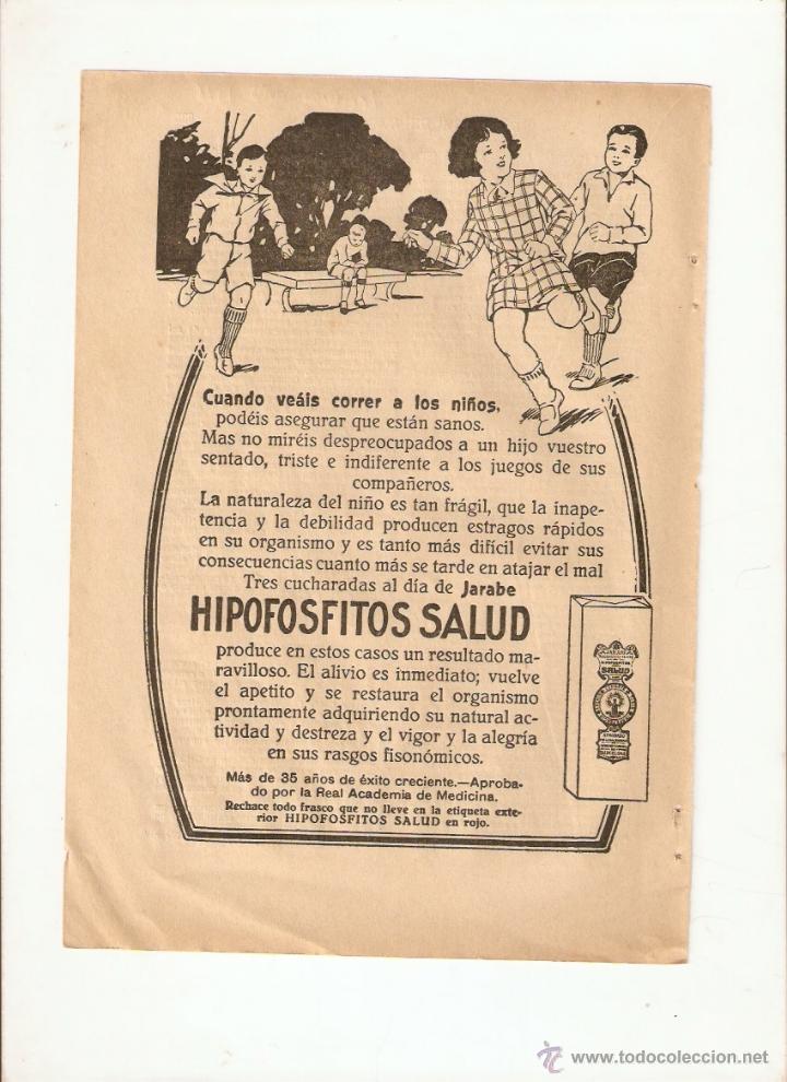 Coleccionismo: A&Ntilde;O 1926 RECORTE PRENSA PUBLICIDAD JARABE HIPOFOSFITOS SALUD