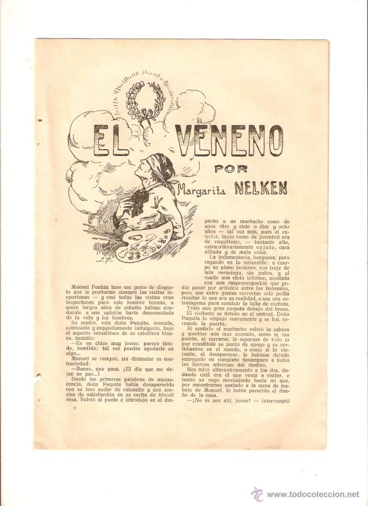 Coleccionismo: A&Ntilde;O 1926 RECORTE PRENSA RELATO CORTO EL VENENO POR MARGARITA NELKEN DIBUJO RAPSOMANIKIS