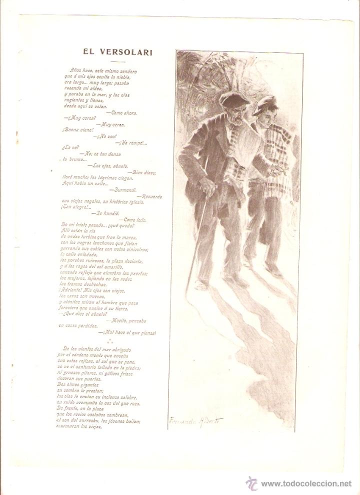 Collectionnisme: A&Ntilde;O 1903 RECORTE PRENSA POESIA EL VERSOLARI POR LEOPOLDO LOPEZ DE SAA DIBUJO FERNANDO ALBERTI