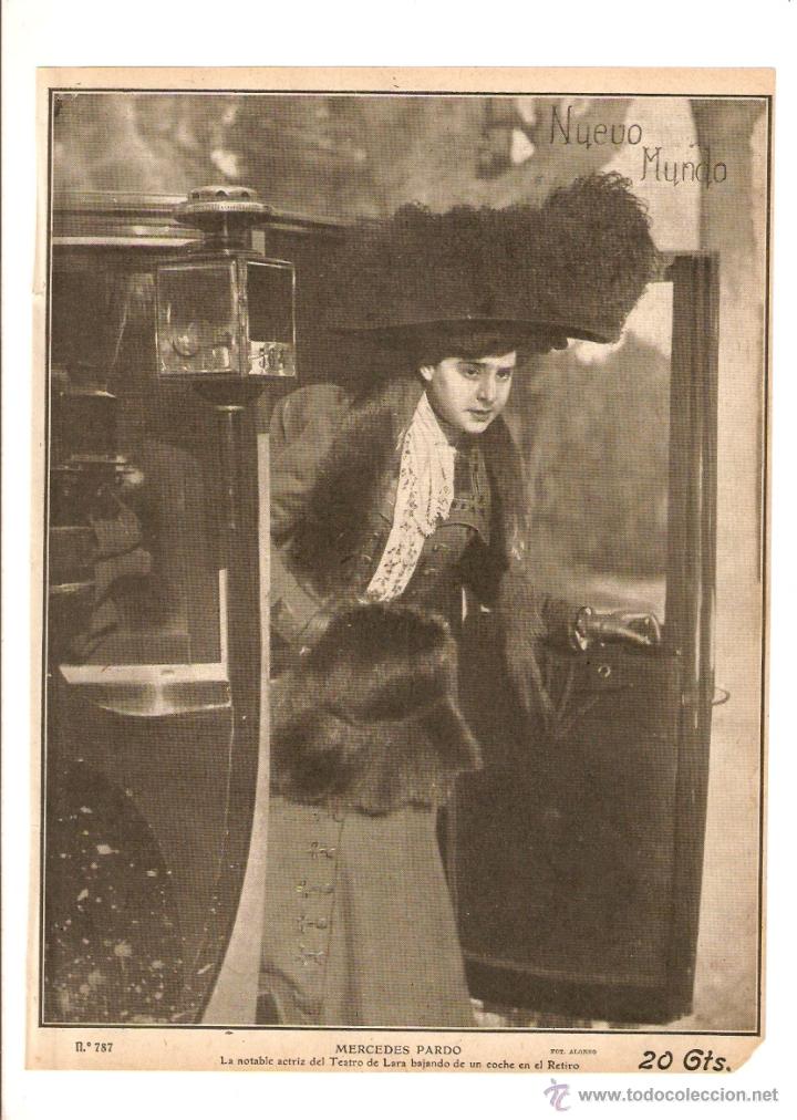 Collectionnisme: A&Ntilde;O 1909 RECORTE PRENSA FOTOGRAFIA MERCEDES PARDO ARTISTA ACTRIZ TEATRO FOTO ALONSO