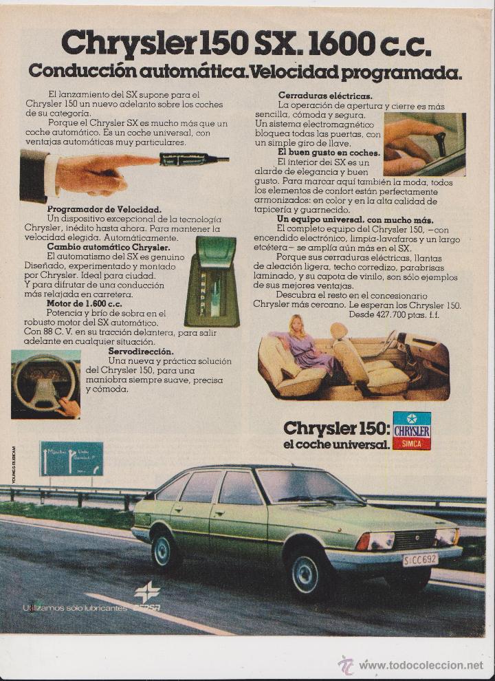 Coleccionismo: Publicidad Automovil Chrysler 150