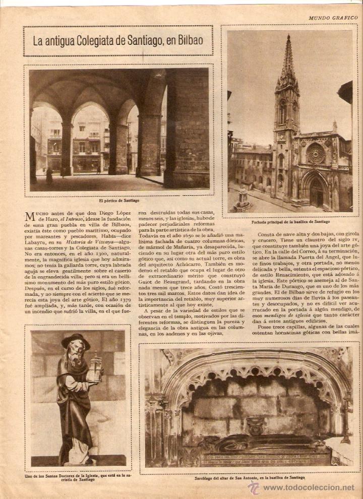 Coleccionismo: A&Ntilde;OS 30 RECORTE PRENSA LA ANTIGUA COLEGIATA DE SANTIAGO EN BILBAO BASILICA PORTICO DE SANTIAGO