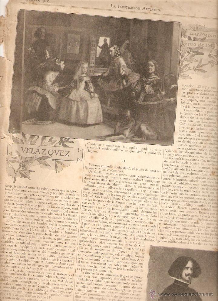 Coleccionismo: A&Ntilde;O 1899 RECORTE PRENSA ARTE PINTURA VELAZQUEZ BIOGRAFIA OBRAS LAS MENINAS CONDE DUQUE DE OLIVARES