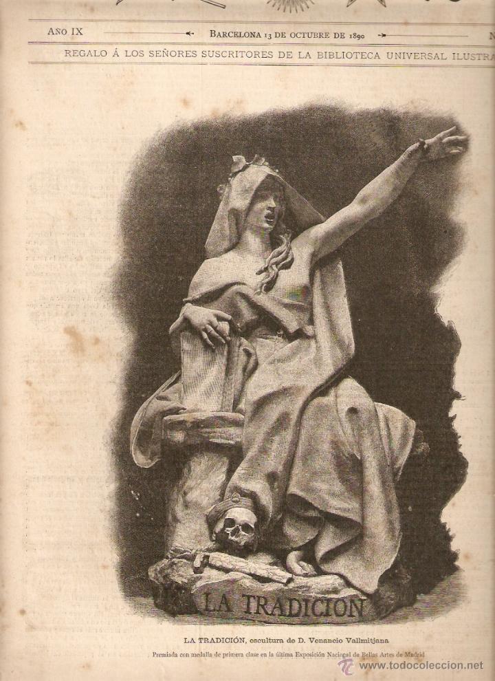 Coleccionismo: A&Ntilde;O 1890 RECORTE PRENSA ESCULTURA LA TRADICION OBRA ESCULTORICA DE VENANCIO VALLMITJANA