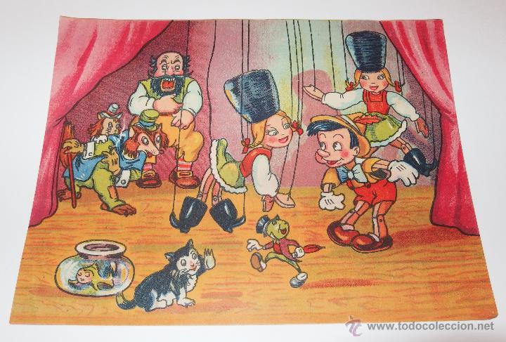 Coleccionismo: PINOCHO,DISNEY,LITOGRAF&Iacute;A PARA NECESER O PUZZLE DE CUBOS,A&Ntilde;OS 40