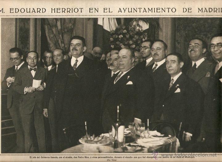 Coleccionismo: A&Ntilde;OS 30 RECORTE PRENSA MADRID VISITA PRESIDENTE GOBIERNO FRANCES EDOUARD HERRIOT