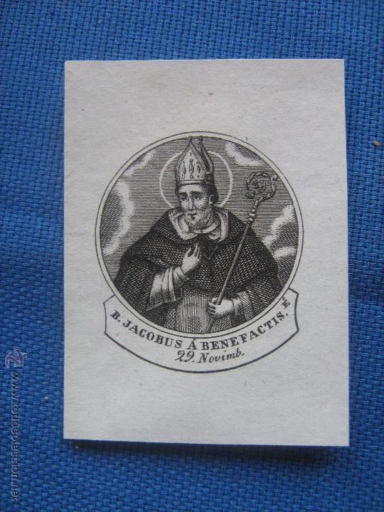 Coleccionismo: ANTIGUO GRABADO PEQUE&Ntilde;O 6X4.5 CM - SAN JACOBO - JACOBUS A BENEFACTIS - 29 NOVIMB