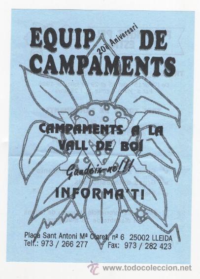 Coleccionismo: PUBLICITAT CAMPAMENTS A LA VALL DE BOI - ANY 1996 - LLEIDA