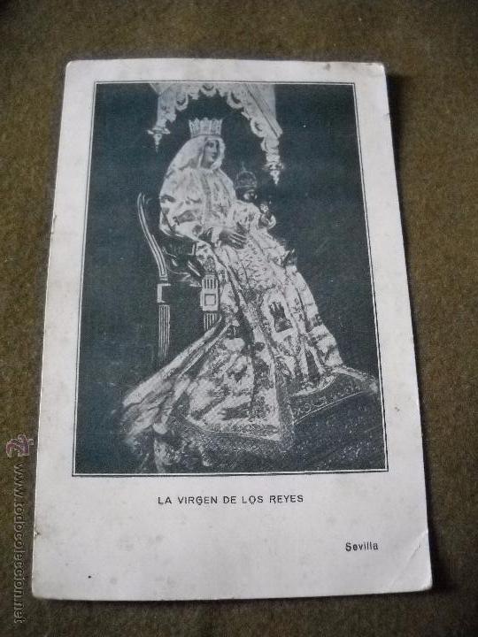Coleccionismo: TARJETA DE LA VIRGEN DE LOS REYES CON REVERSO DEL HORNO SAN BUENAVENTURA - SEVILLA