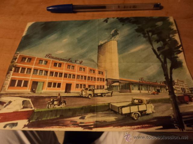 Coleccionismo: Cristma de felicitaci&oacute;n del a&ntilde;o 1958. Motivo del dibujo: instalaciones de Finanzauto y Pegaso.