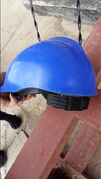 Coleccionismo: Casco de obrero en color azul de plastico - Foto 4