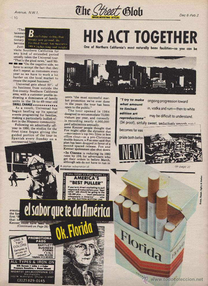 Coleccionismo: publicidad tabaco cigarrillos florida