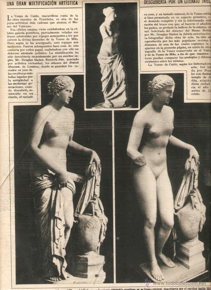Collecting paper: A&Ntilde;O 1932 RECORTE PRENSA ARTE ESCULTURA LA VENUS DE CNIDE AFRODITA DE CNIDO CNIDOS PRAXITELES