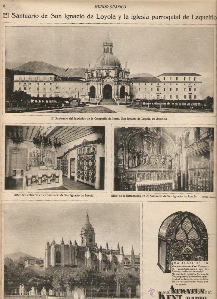 Coleccionismo: A&Ntilde;O 1931 RECORTE PRENSA AZPEITIA SANTUARIO DE SAN IGNACIO DE LOYOLA IGLESIA PARROQUIAL DE LEQUEITIO