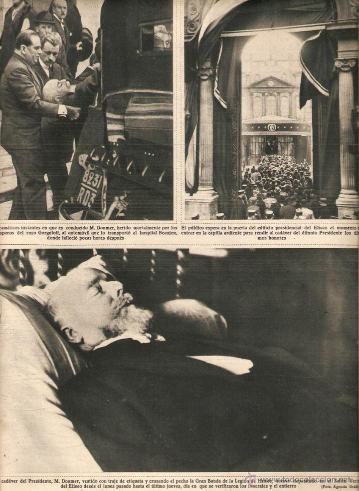 Coleccionismo: A&Ntilde;O 1932 RECORTE PRENSA ASESINATO PARIS PRESIDENTE REPUBLICA FRANCESA PAUL DOMMER ENTIERRO