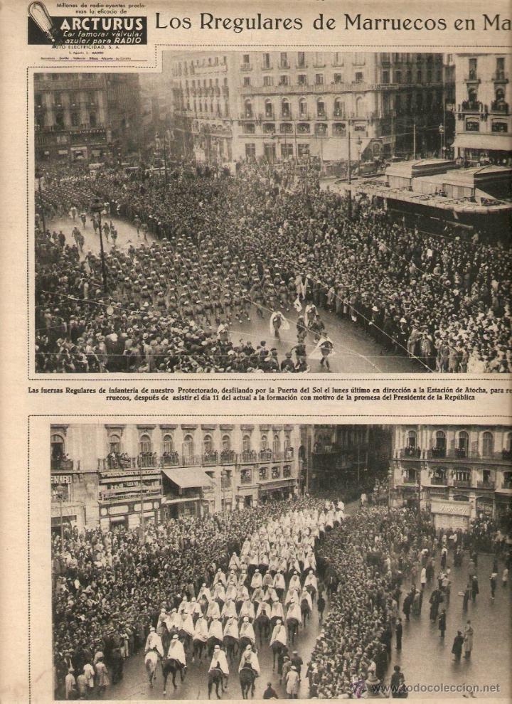 Coleccionismo: A&Ntilde;O 1932 RECORTE PRENSA DESFILE TROPAS REGULARES DE MARRUECOS MADRID PROMESA PRESIDENTE REPUBLICA