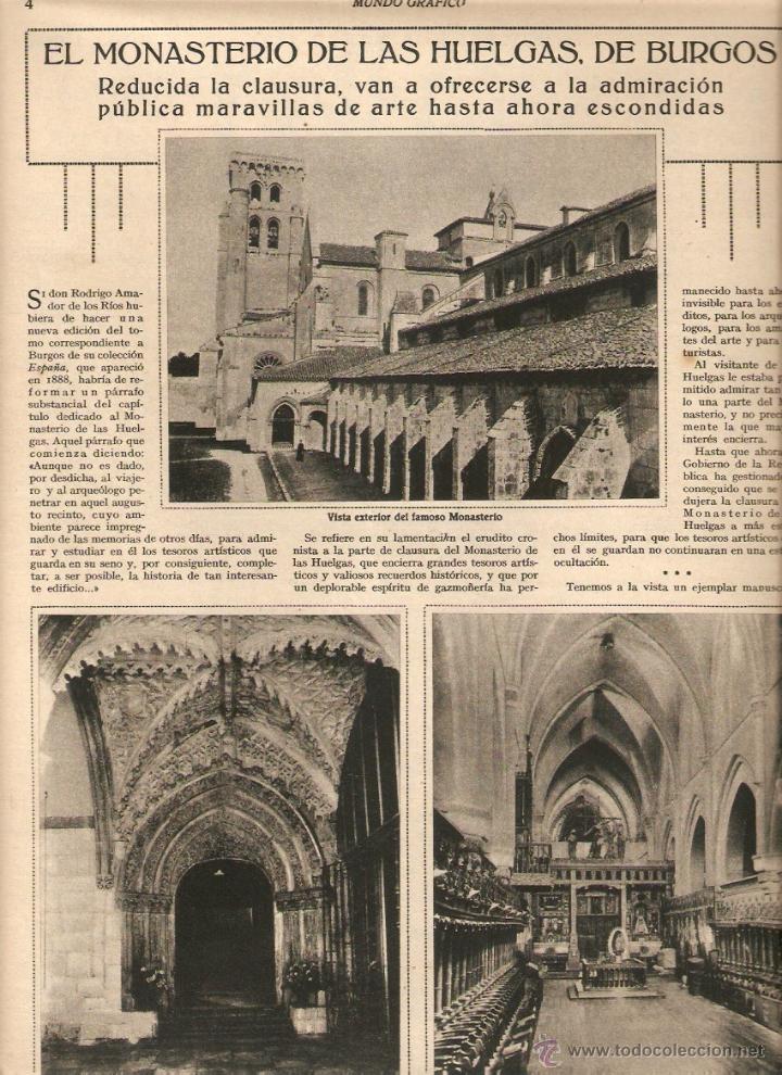 Coleccionismo: A&Ntilde;O 1932 RECORTE PRENSA MONASTERIO DE LAS HUELGAS BURGOS CISTER MONJAS CISTERCIENSES