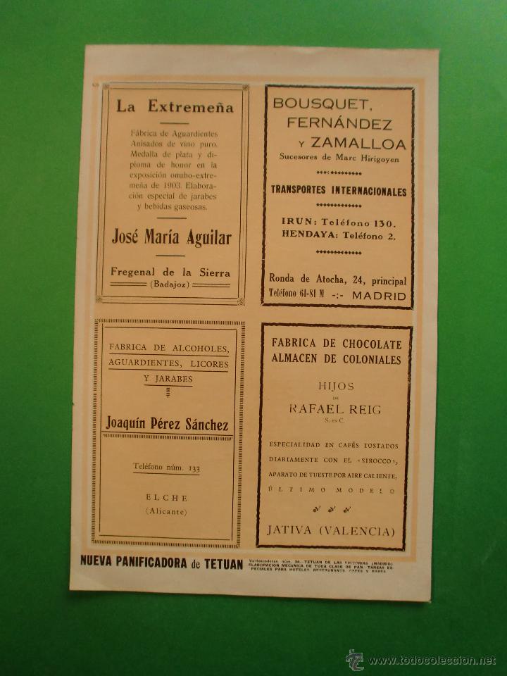 Coleccionismo: ALCOHOLES JOAQUIN PEREZ ELCHE ALICANTE - CHOCOLATES HIJOS RAFAEL REIG JATIVA VALENCIA - 1925