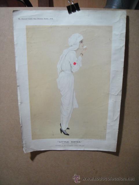 Coleccionismo: enfermera - litografia a&ntilde;o 1915 - 53 x 38 cnt&ordm;