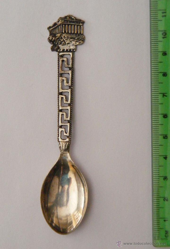 Coleccionismo: Cucharilla de plata 925 mil&eacute;simas con decoraci&oacute;n PARTEN&Oacute;N