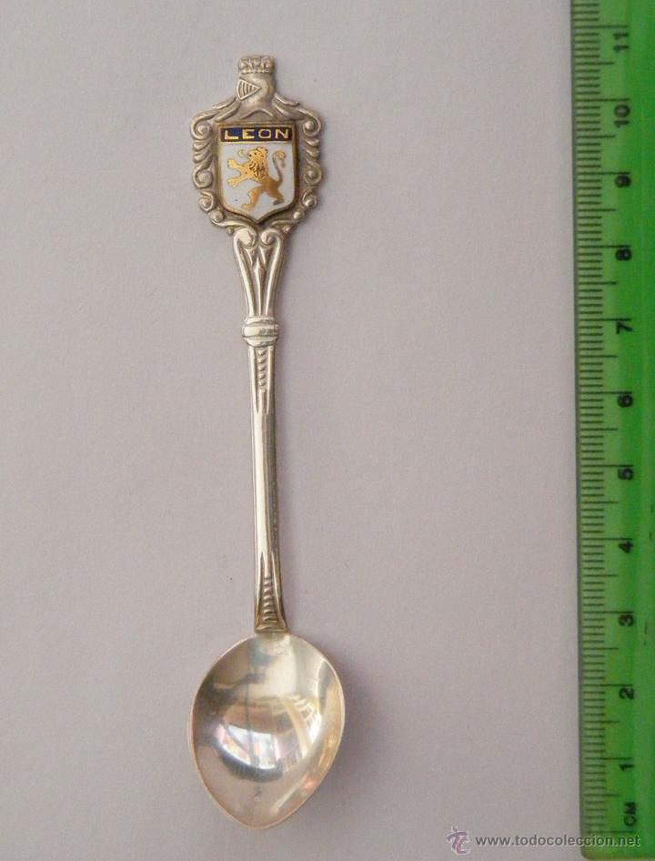 Coleccionismo: Cucharilla de plata 925 mil&eacute;simas escudo de LE&Oacute;N
