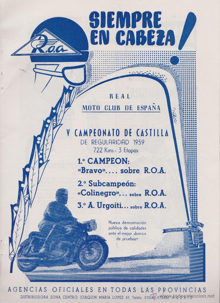 Colecionismo: publicidad motocicleta moto  Roa de los a&ntilde;os 60
