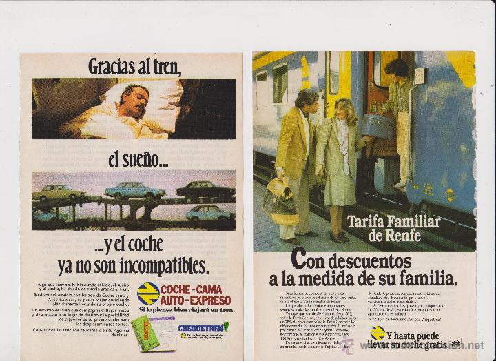 Colecionismo: 2 anuncios publicidad tren renfe