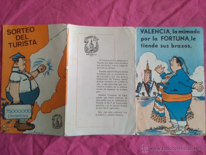 Coleccionismo: Fallas de Valencia. Falla Na Jordana. Publicidad de Sorteo del turista. 1965